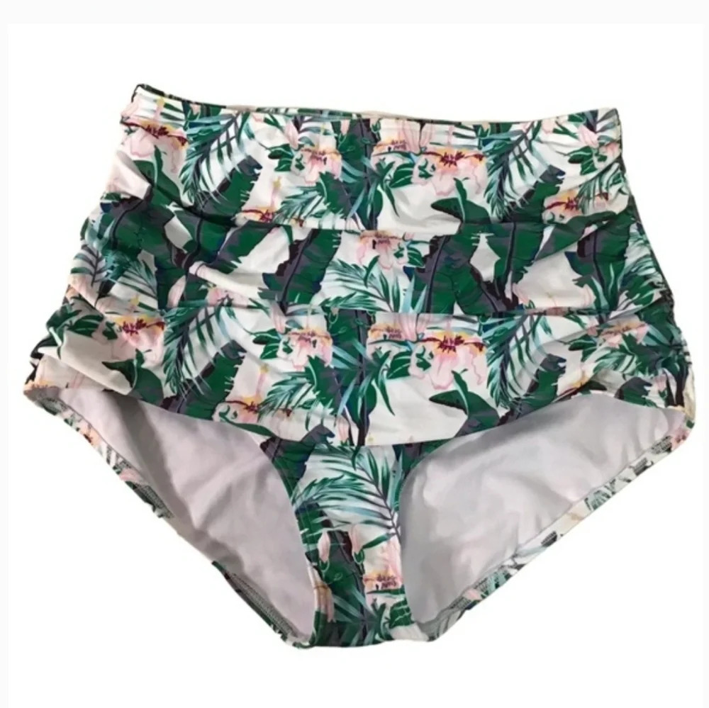 3 For $35 Cocoship Swim Beach Bottom Tropical Print High Coverage Runch 8